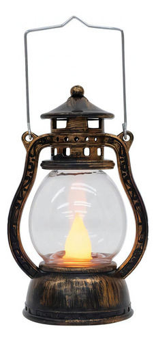 Lámpara de vela decorativa antigua con batería LED artificial, marco de 12 cm, color bronce