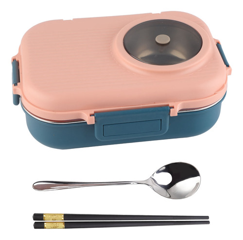 Almoço Térmico Portátil Rosa De 1100 Ml, Camada Dupla, 3 Gra