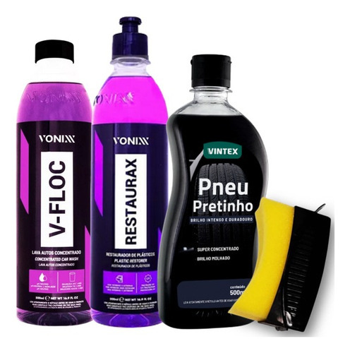 Shampoo V-floc Restaurax Pneu Pretinho Aplicador