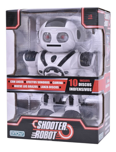 Shooter Robot Con Luz Lanza Discos Ditoys 2204 Color Blanco