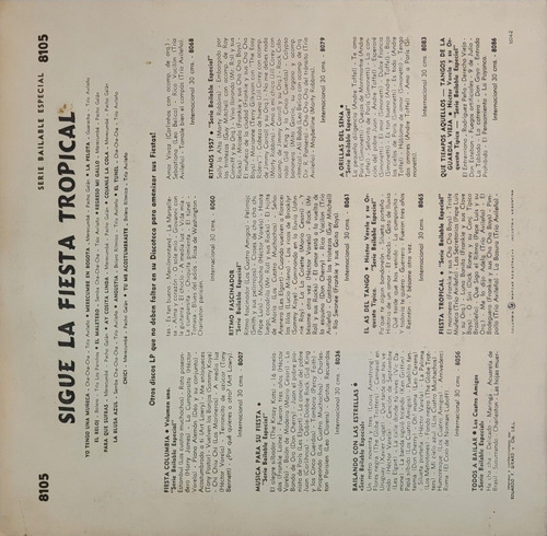 Trio Avileño Pacho Galan Fiesta Tropical Cha Cha Vinilo Lp