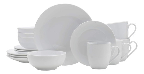 Set De Platos Comedor Porcelana Blanco 16 Pzs Coupe