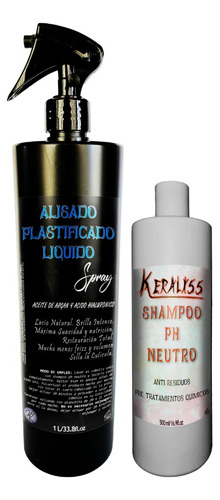 Alisado Plastificado Spray 1l Keraliss + Shampoo De Regalo