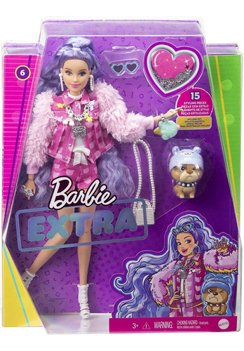 Barbie Muñeca Extra #6 Pulgadas Chaqueta Vaquera Con Estampa