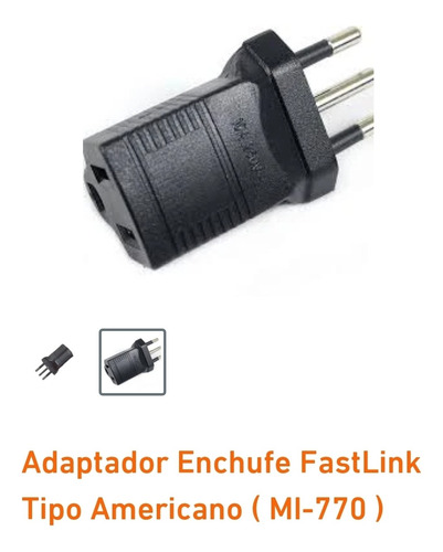 Adaptador Enchufe Americano A Nacional. Fastlink Mod.mi-770