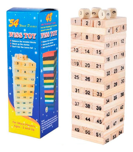 Jenga Juego Didactico 54 Piezas Bloques De Madera Torre Niño