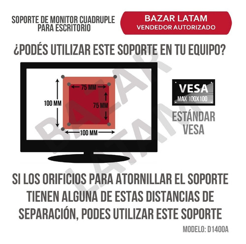 Soporte 4 Monitores Tv Led Lcd Para Escritorio 13 A 27