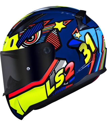 Capacete Ls2 Ff353 Khan Azul Amarelo