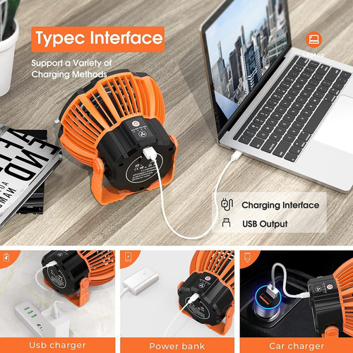 Ventilador De Techo Para Acampar Con Luz Led Recargable Para