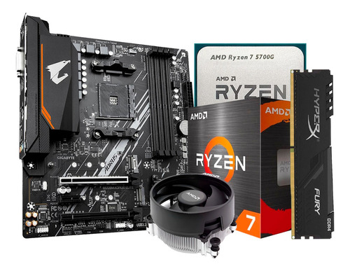 Kit de actualización Ryzen 7 5700 g + B550 Aorus + 32 GB DDR4 + Cooler Cor Preto