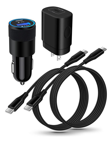 Kit Cargador Super Rapido Tipo C Coche Bloque Pared Usb 25 W