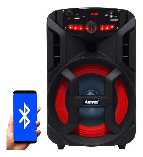 Alto-falante Amvox Aca 188 Gigante portátil com bluetooth preto 110V/220V 