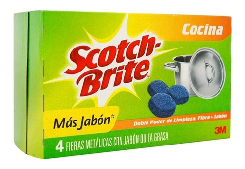 Fibra Metálica 3m Scotch Brite Con Jabón Cajita Con 4 Pz 