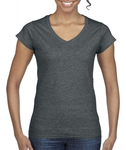 Blusa Camiseta Para Dama Algodón De Color 180 Grm Cuello V