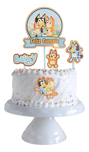 Topper Deco Torta Bluey Cotillon Toppers Para Cake Decoracio