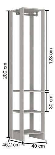 Closet Yes 1 Cabideiro 3 Prateleiras Ey105 Branco - Nova