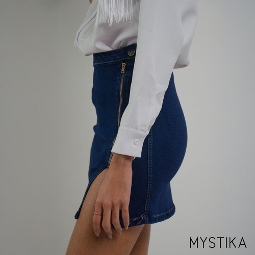 Falda Mujer Mezclilla Stretch Corta Moda Abertura Y Cierre