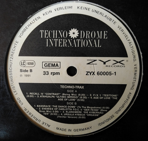 Techno Trax - Atahualpa, Age Of Love, Cybex Factor, Trilitho (Usado)