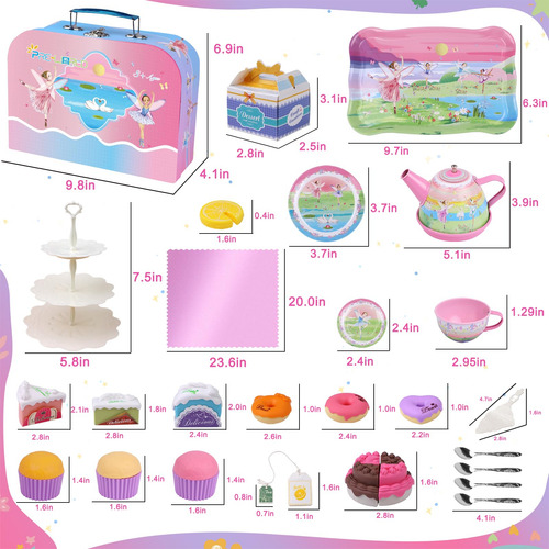 Set De Té Princesa 50 Piezas Para Niñas, Juguete Fiestas. Color