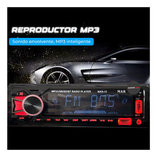 Autoradio 1din Universal Mar Mp3 Usb Bt