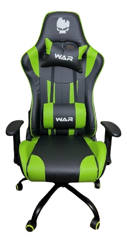 WAR WGC100 Cadeira de escritório Gaming Series preto e verde com estofado de couro sintético