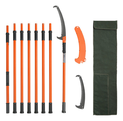Sierra De Pértiga Extensible 8m Para Poda Con Hoja Acero Color Naranja