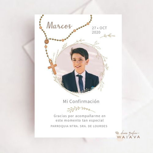 Imagen 3 de 9 de Estampas Primera Comunión Tarjetas Nenes Con Foto X 4u