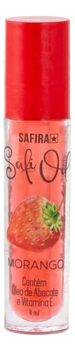 Safira Oil Gloss Morango Labial Vitamina Óleo De Abacate 4ml Cor Vermelho