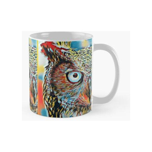 Taza Retrato De Arte Pop Urbano Gran Cara De Pájaro Búho Cor