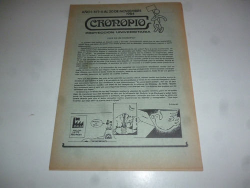 Revista Cronopio Año 1.n 1 Nov. De 1984. (chile)