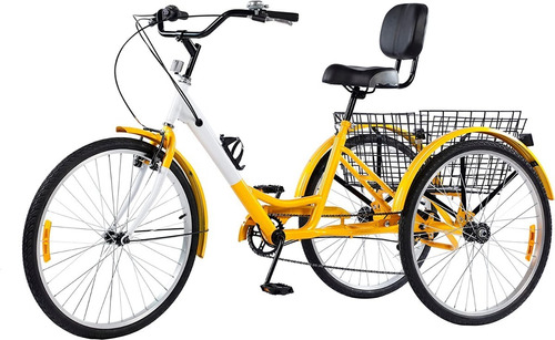 Triciclo Para Adutlos De 24p 7v Color Amarillo Marca Foxtell