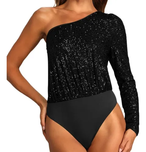 Body lentejuelas manga larga sale