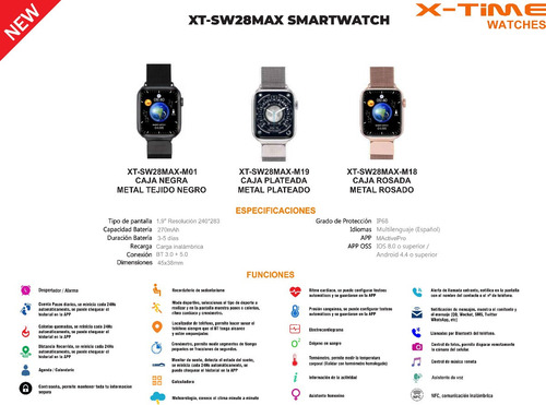 Imagen 5 de 5 de Smartwatch Reloj Inteligente X-time W28 Para iPhone Android