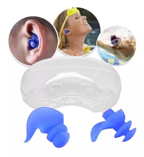 Tapones Oídos Silicona Natación Piscina + Estuche Plástico