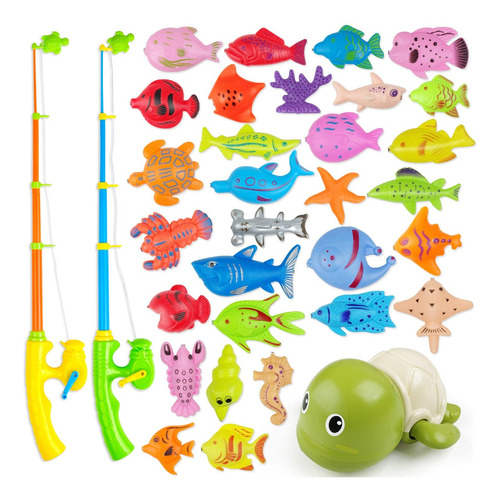 Auuguu Juego De Pesca Magnetico De Juguete De Agua   2 Bast