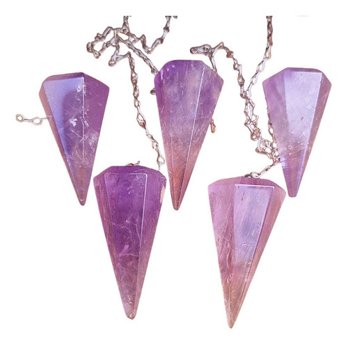 Pêndulo Pedra Ametista Natural Facetado Para Radiestesia Cor Violeta