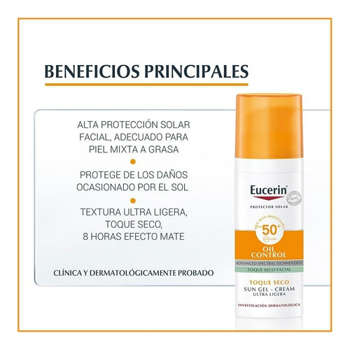 Eucerin Protector Solar Facial Efecto Mate Oil Control 50 Ml