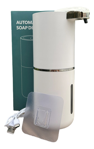 Dispenser De Jabón Detergente Espuma Recargable Con Usb A Blanco