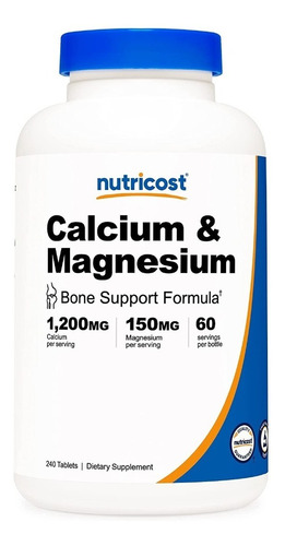 Nutricost Calcio & Magnesio 1200 Mg De Ca Y 150 Mg De Mg 60 