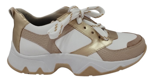 Zapatilla Mujer Eco Cuero Candela Blanco Nude Combinados