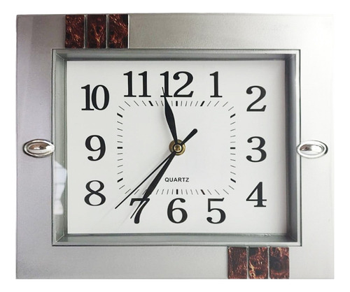 Reloj De Pared Rectangular Moderno Analógico Estructura Café