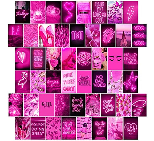 Woonkit Pink Neon Wall Collage Kit Aesthetic Pictures, Trend