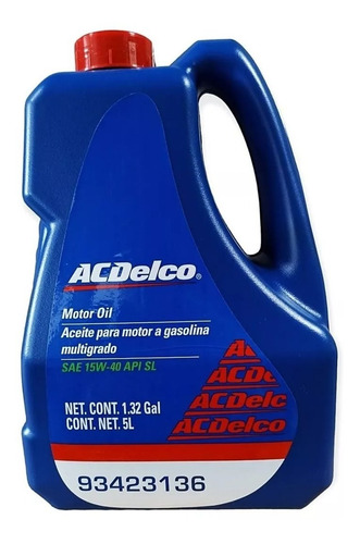 Aceite Acdelco 15w40 Multigrado Sl 5 L