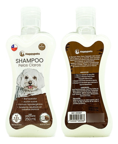 Shampoo Pelos Claros Para Perros 250ml Happypets 