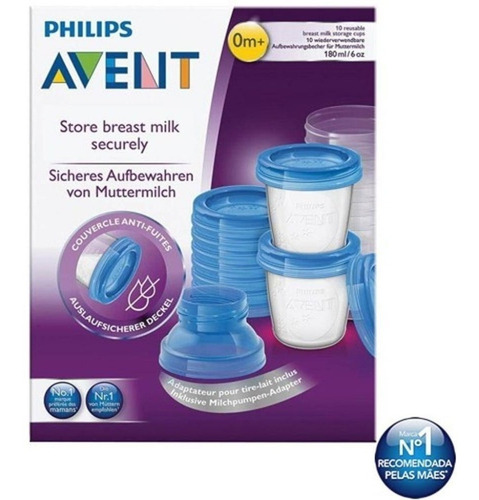 Imagem 2 de 4 de Kit 10 Potes Para Armazenamento Leite Materno Philips Avent