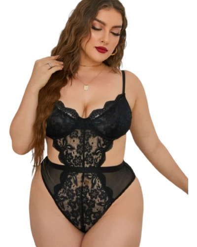 Body Sexy De Una Pieza Con Encaje Floral Talla Grande 903