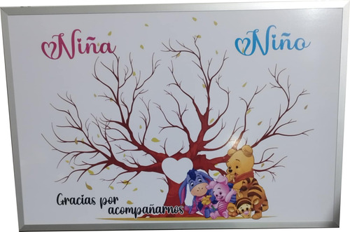 Cuadro Para Revelación De Genero Árbol Pooh 40x60cm -e