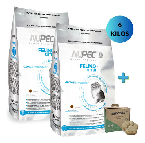 2 Costales Nupec Felino Kitten 3kg Para Gatito + Jabón