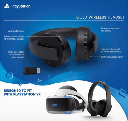 Imagen 6 de 9 de Auriculares gamer inalámbricos PlayStation Gold CUHYA0080 black