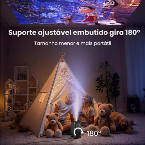 Projetor Portátil Hy320 Mini Smart Tv Wifi6 Alta Definição HD 10.000 Lumens Bluetooth Usb Hdmi Android 13 Android Tv Box Cinema Cor Preto / LEGNA